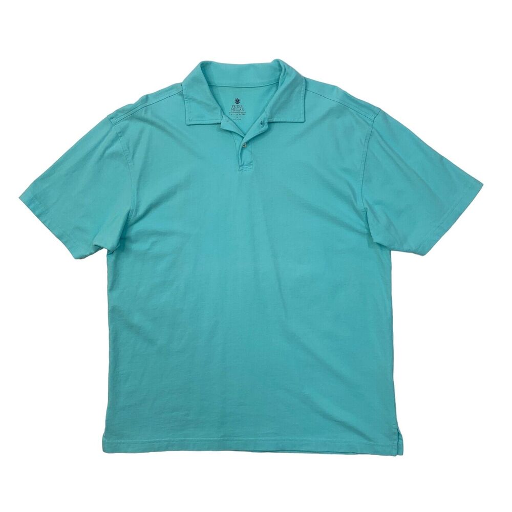 Peter Millar Shirt Mens M Medium Robin Egg Polo Sun Washed Stretch Cotton Golf